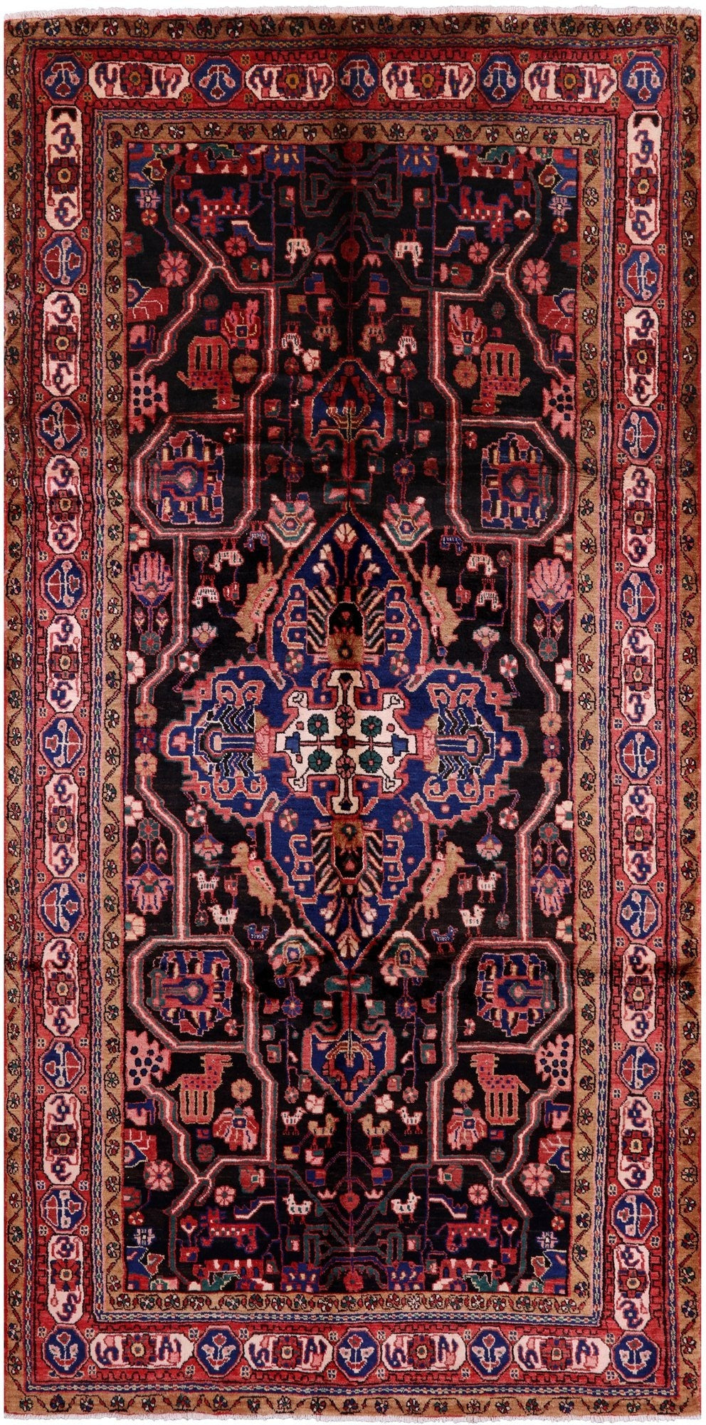 Black New Authentic Persian Nahavand Wool Rug - 5' 5" X 10' 10" - Golden Nile