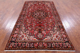 Red New Authentic Persian Nahavand Handmade Rug - 5' 2" X 9' 6" - Golden Nile