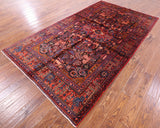 Black New Authentic Persian Nahavand Hand Knotted Rug - 5' 7" X 9' 9" - Golden Nile