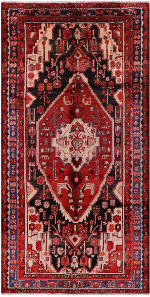 Black New Persian Nahavand Wool Rug - 5' 6" X 10' 11" - Golden Nile