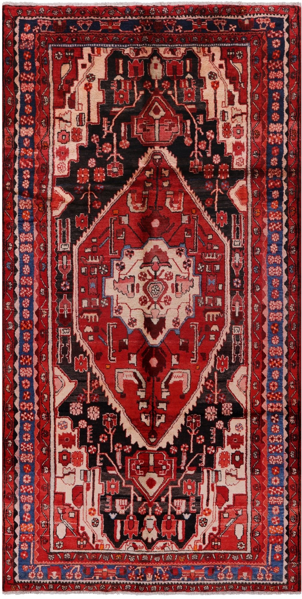 Black New Persian Nahavand Wool Rug - 5' 6" X 10' 11" - Golden Nile