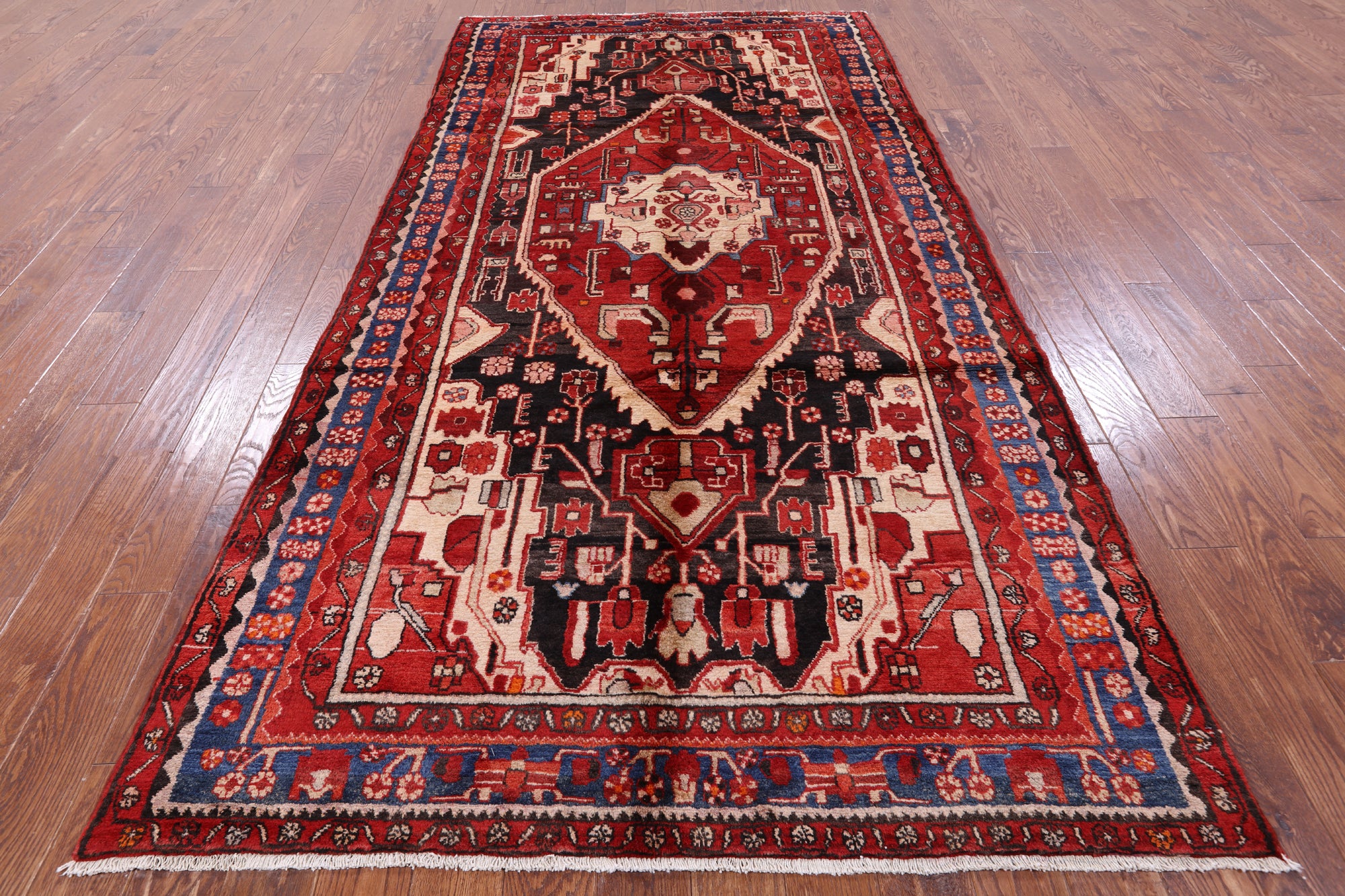 Black New Persian Nahavand Wool Rug - 5' 6" X 10' 11" - Golden Nile