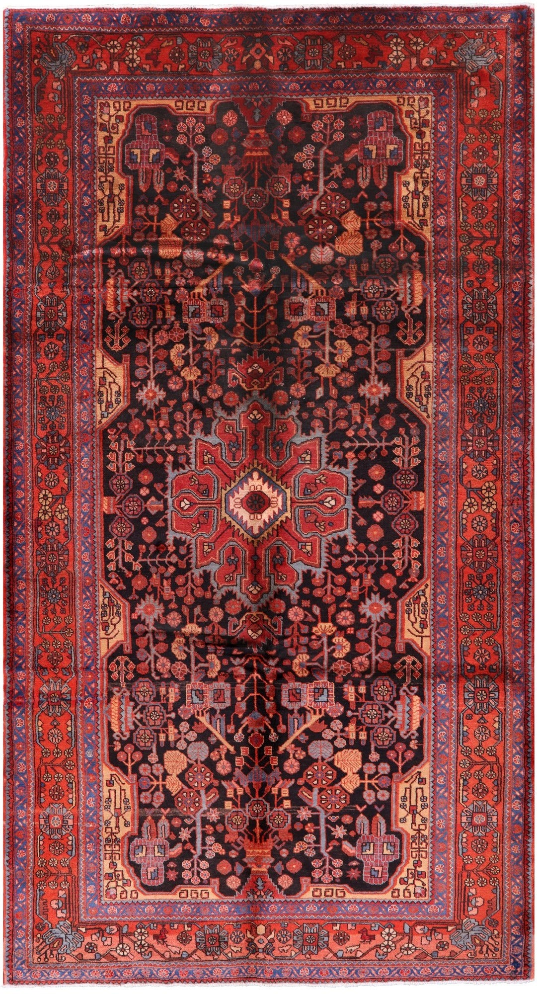 Black New Authentic Persian Nahavand Rug - 5' 10" X 11' 3" - Golden Nile