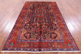 Black New Authentic Persian Nahavand Hnad Knotted Rug - 5' 4" X 9' 1" - Golden Nile