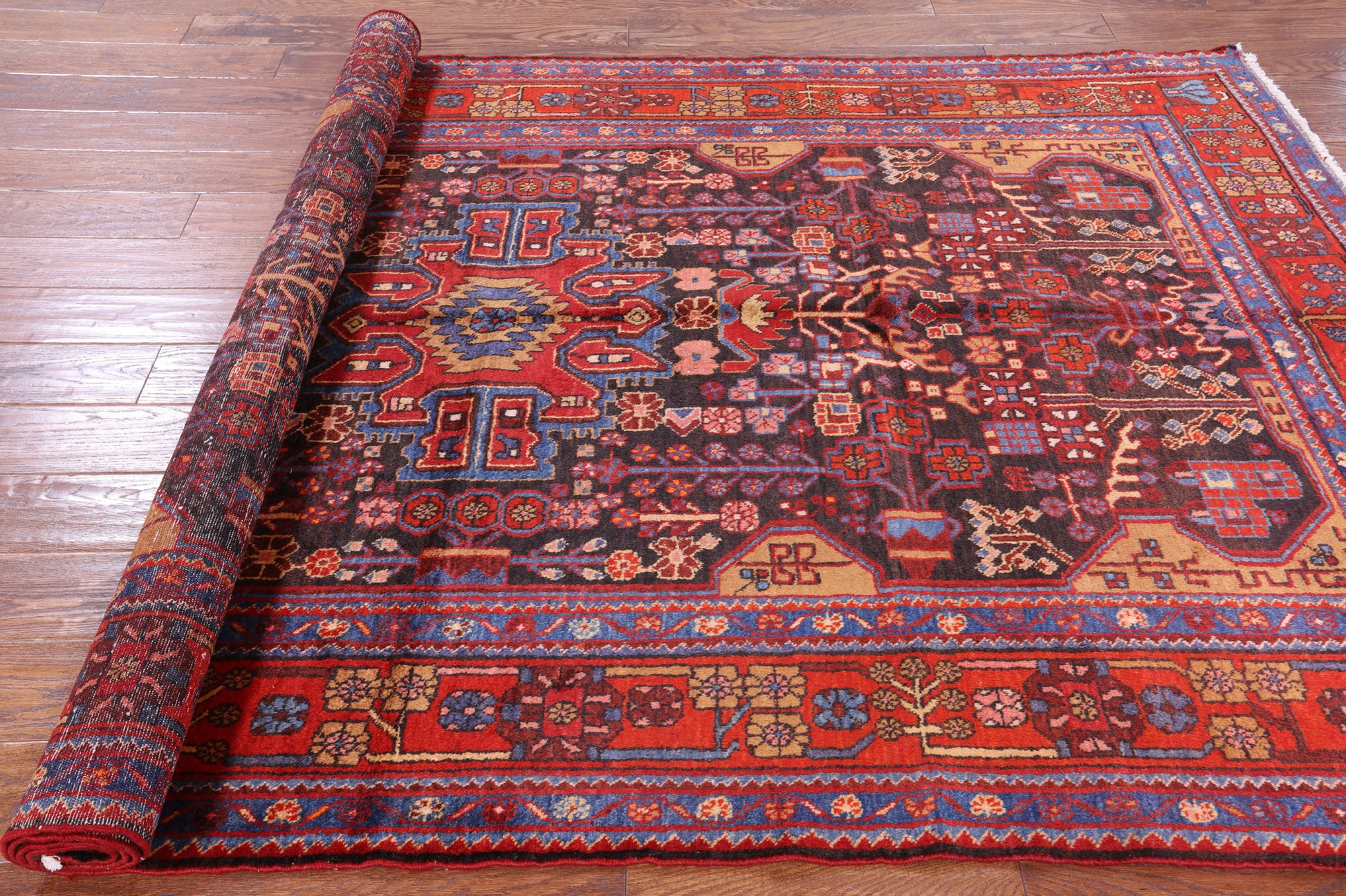 Black New Authentic Persian Nahavand Hnad Knotted Rug - 5' 4" X 9' 1" - Golden Nile