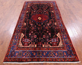 Black New Authentic Persian Nahavand Hand Knotted Rug - 4' 11" X 10' 0" - Golden Nile