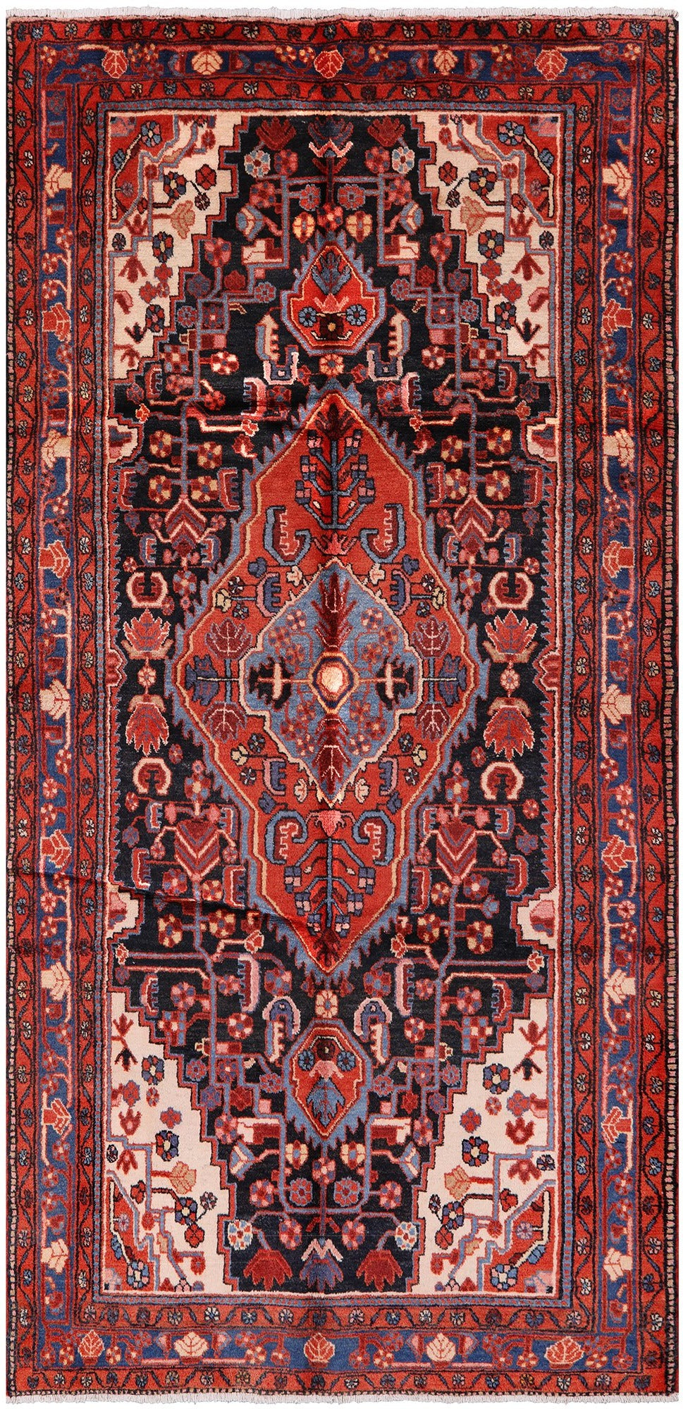 Black New Persian Nahavand Wool Rug - 5' 0" X 10' 4" - Golden Nile
