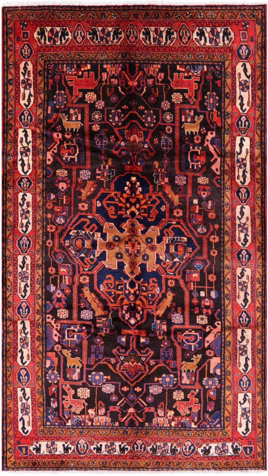 Black New Authentic Persian Nahavand Rug - 5' 5" X 9' 9" - Golden Nile