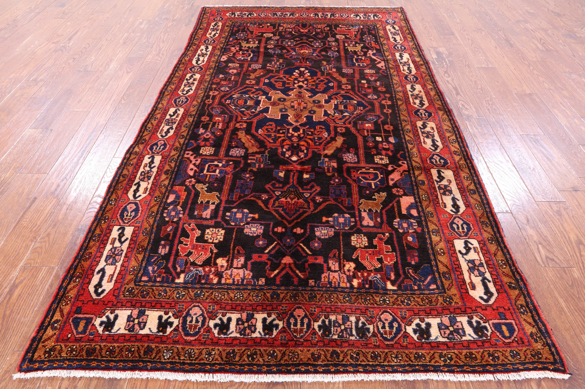 Black New Authentic Persian Nahavand Rug - 5' 5" X 9' 9" - Golden Nile
