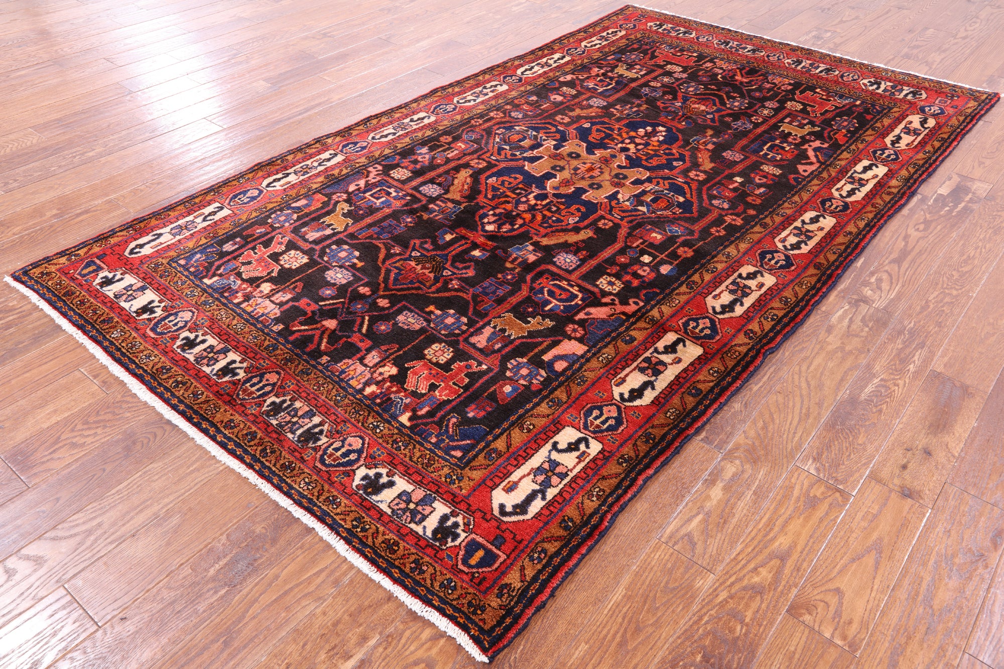 Black New Authentic Persian Nahavand Rug - 5' 5" X 9' 9" - Golden Nile
