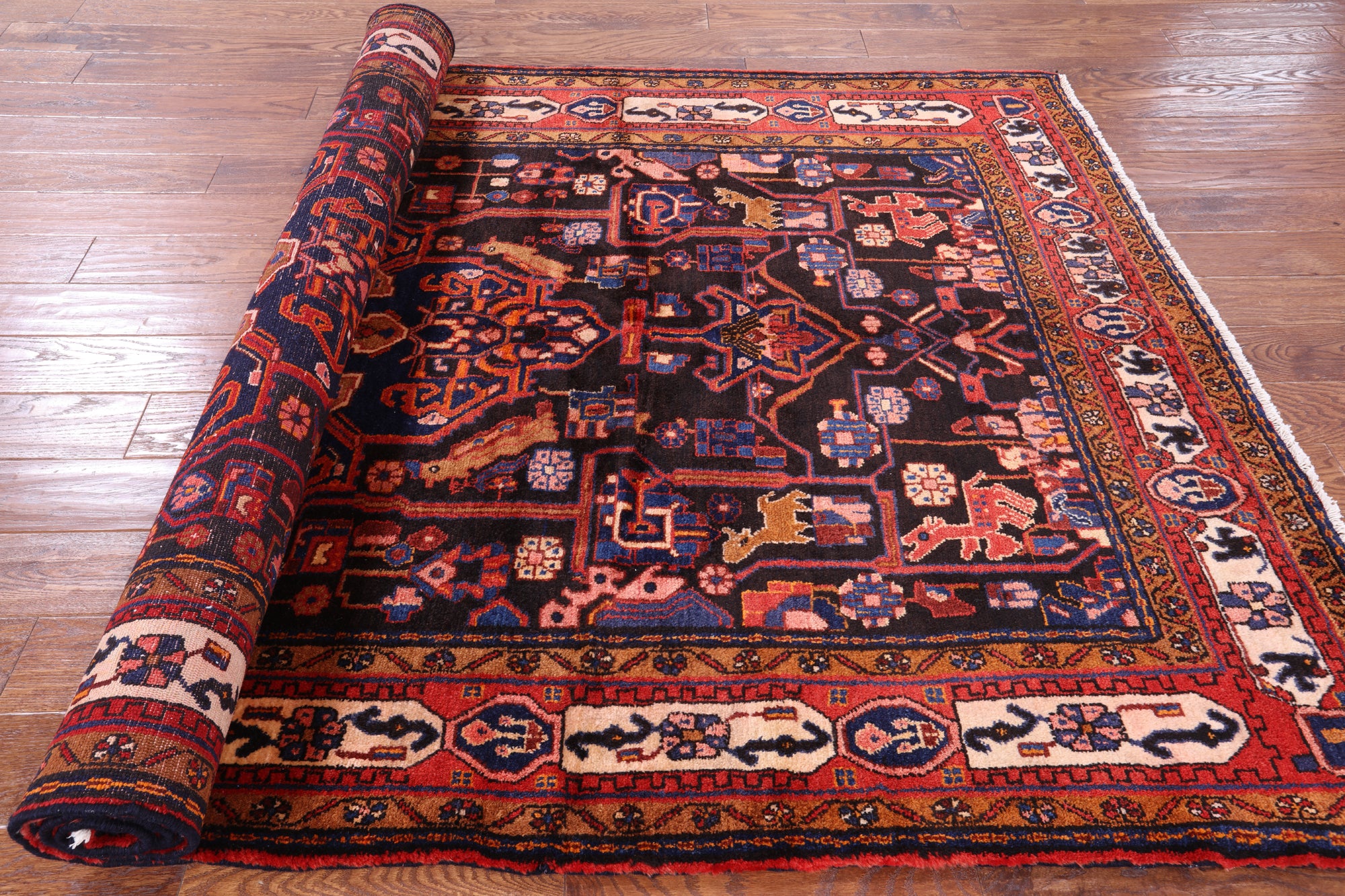 Black New Authentic Persian Nahavand Rug - 5' 5" X 9' 9" - Golden Nile