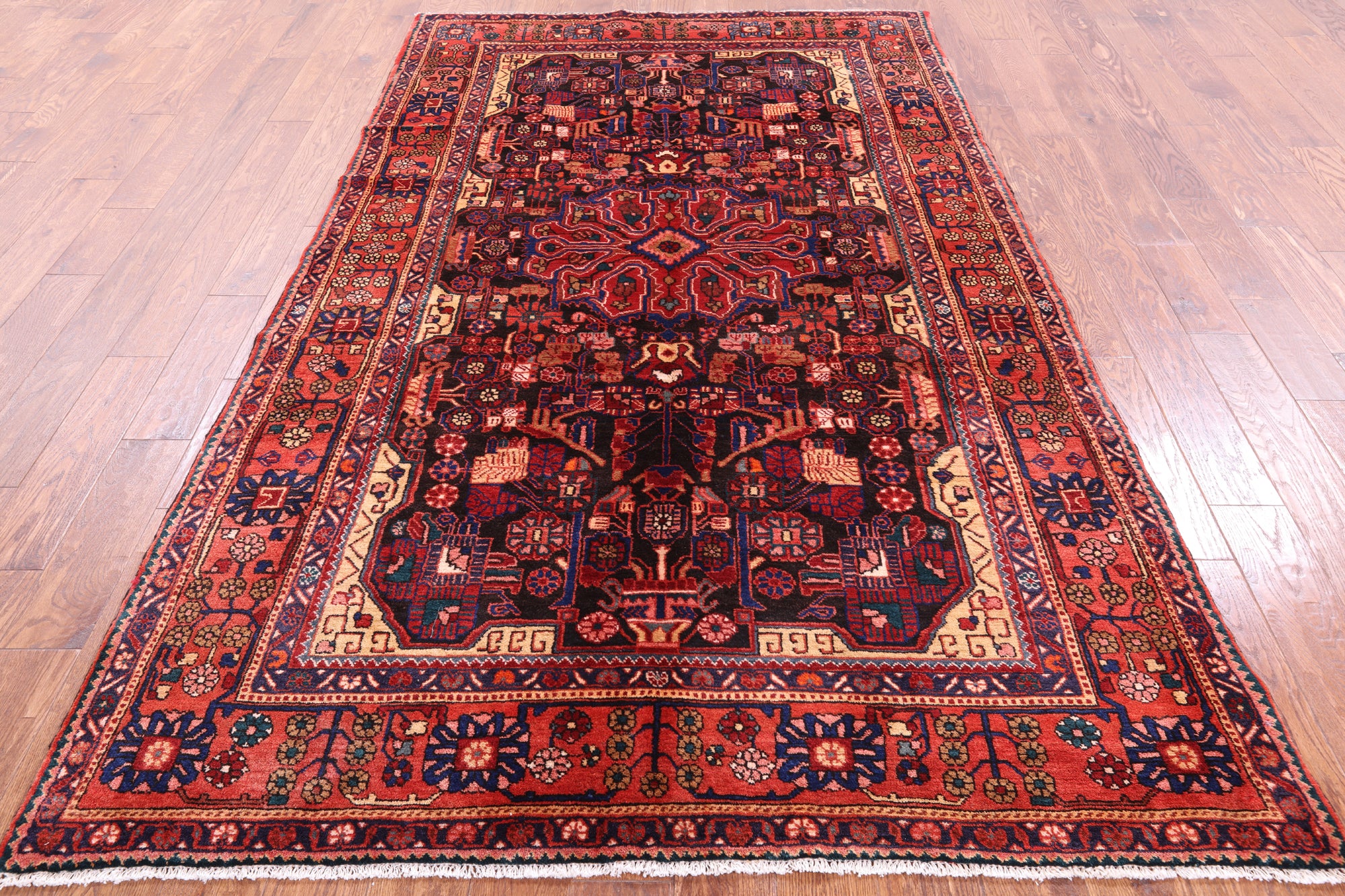Black New Authentic Persian Nahavand Area Rug - 5' 5" X 9' 3" - Golden Nile