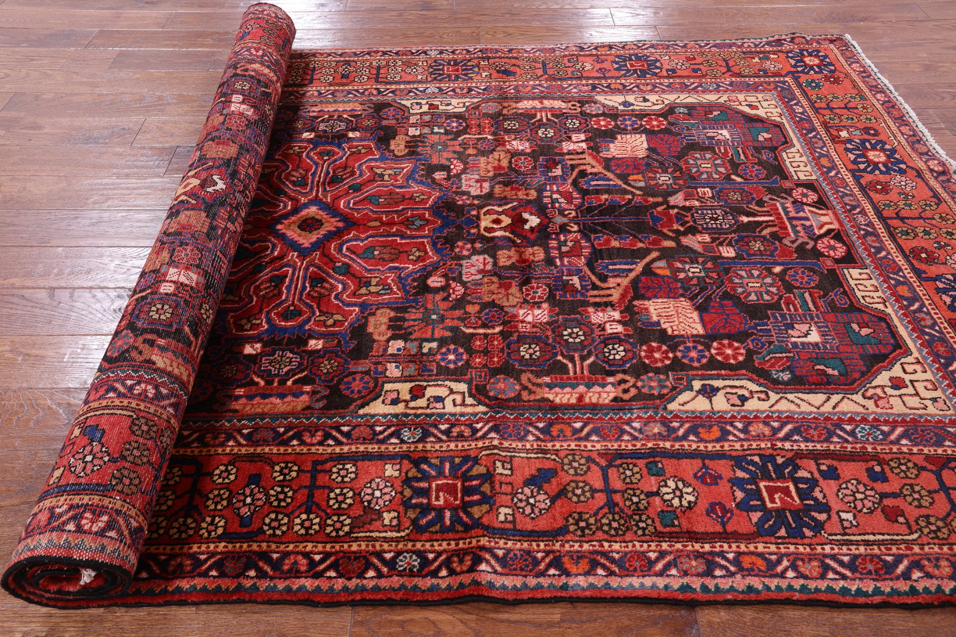 Black New Authentic Persian Nahavand Area Rug - 5' 5" X 9' 3" - Golden Nile