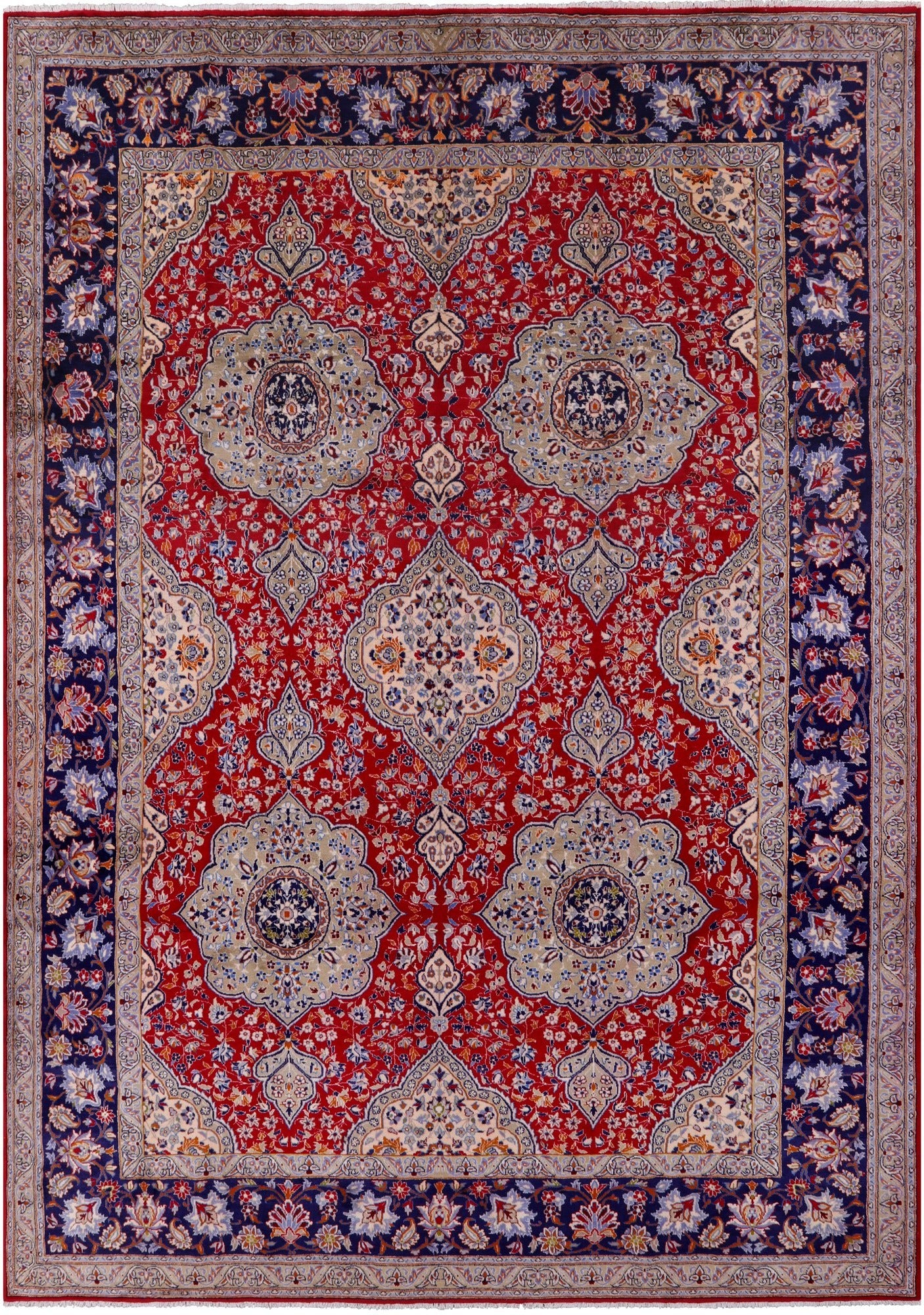 Red New Authentic Persian Tabriz Hand Knotted Wool Rug - 10' 4" X 14' 6" - Golden Nile