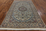 New Authentic Persian Nain Wool & Silk Rug - 6' 7" X 10' 2" - Golden Nile