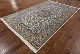 New Authentic Persian Nain Wool & Silk Rug - 6' 7" X 10' 2" - Golden Nile