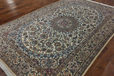 New Authentic Persian Nain Wool & Silk Rug - 6' 7" X 10' 2" - Golden Nile