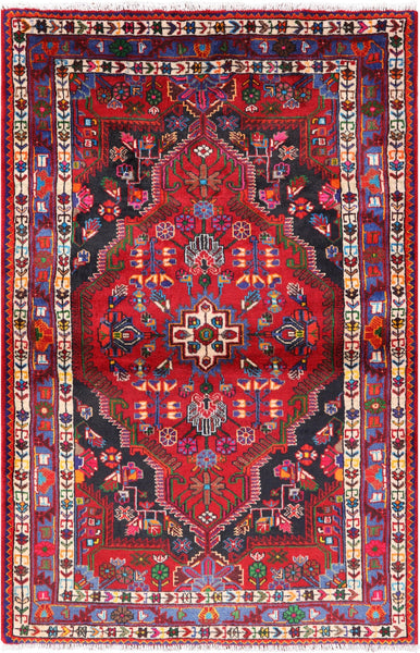 New Wool Authentic Persian Nahavand Area Rug 4' 6" X 6' 11" - Golden Nile