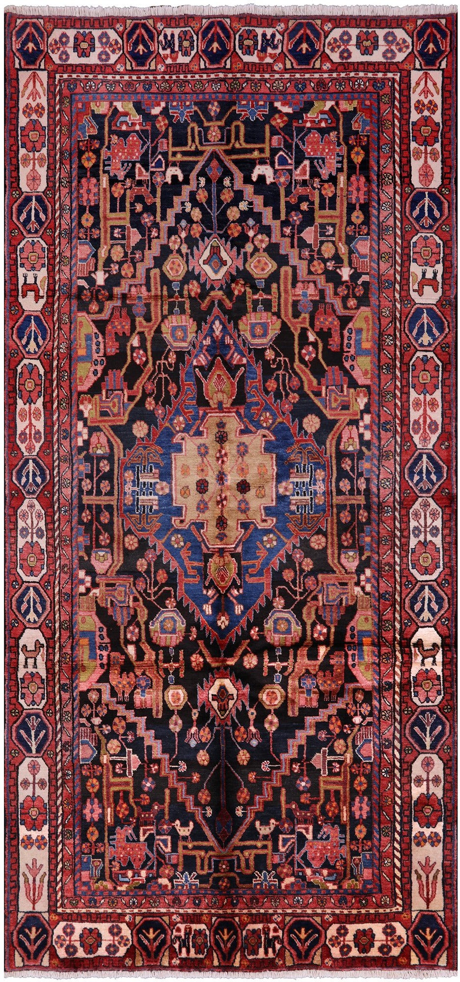New Persian Nahavand Hand Knotted Rug - 4' 8" X 10' 1" - Golden Nile