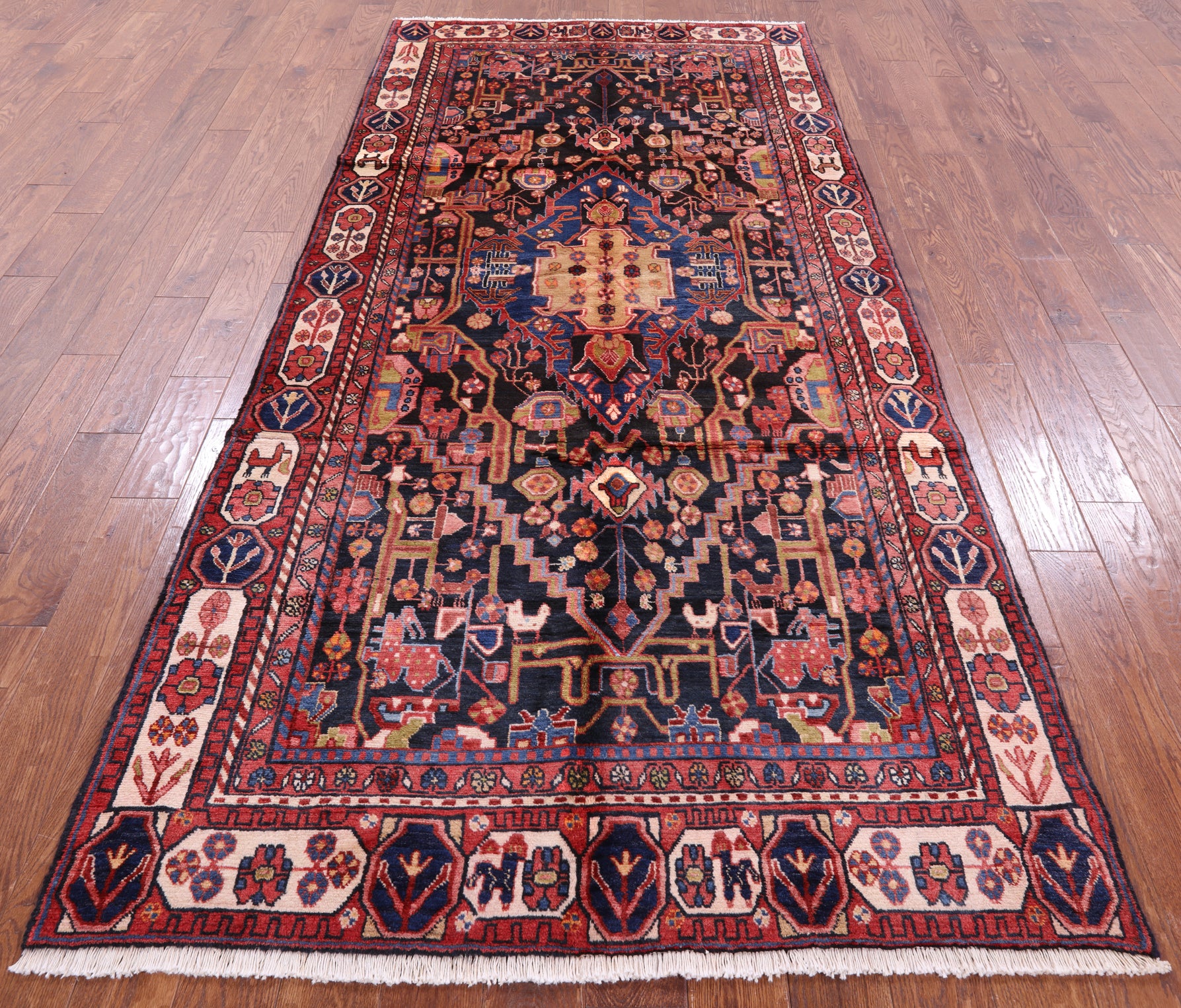 New Persian Nahavand Hand Knotted Rug - 4' 8" X 10' 1" - Golden Nile