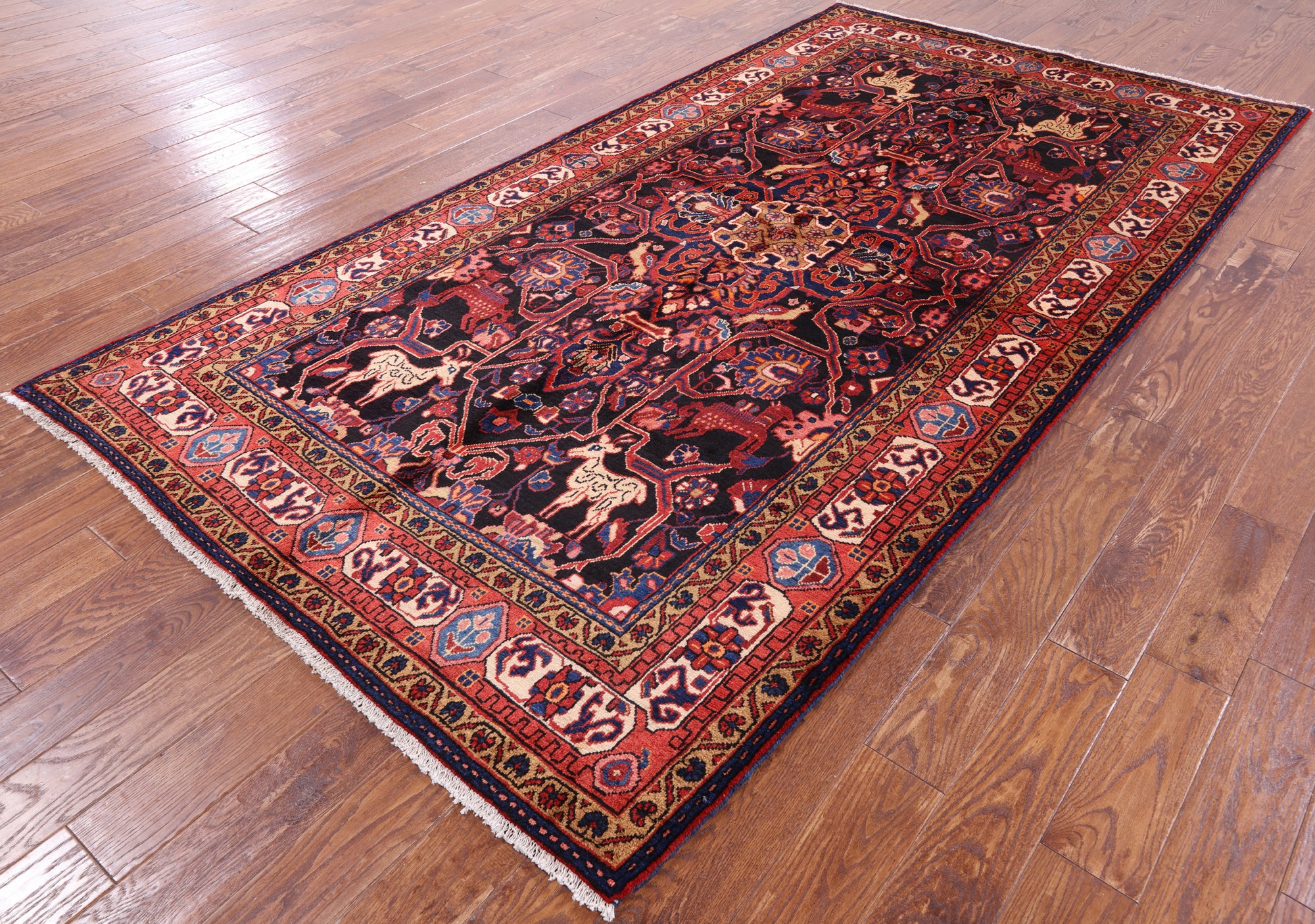 Black New Authentic Persian Nahavand Area Rug - 5' 6" X 10' 4" - Golden Nile