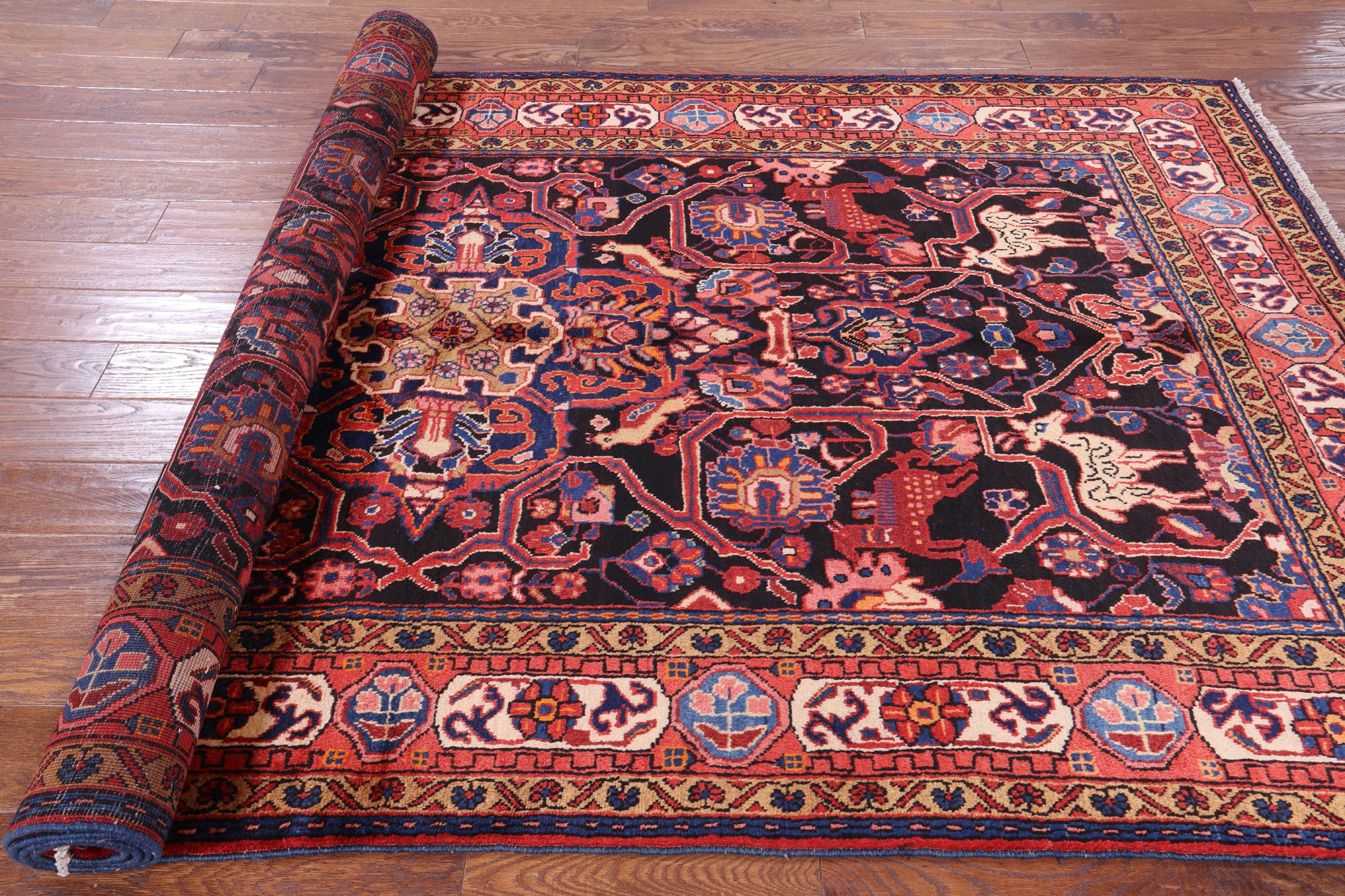 Black New Authentic Persian Nahavand Area Rug - 5' 6" X 10' 4" - Golden Nile