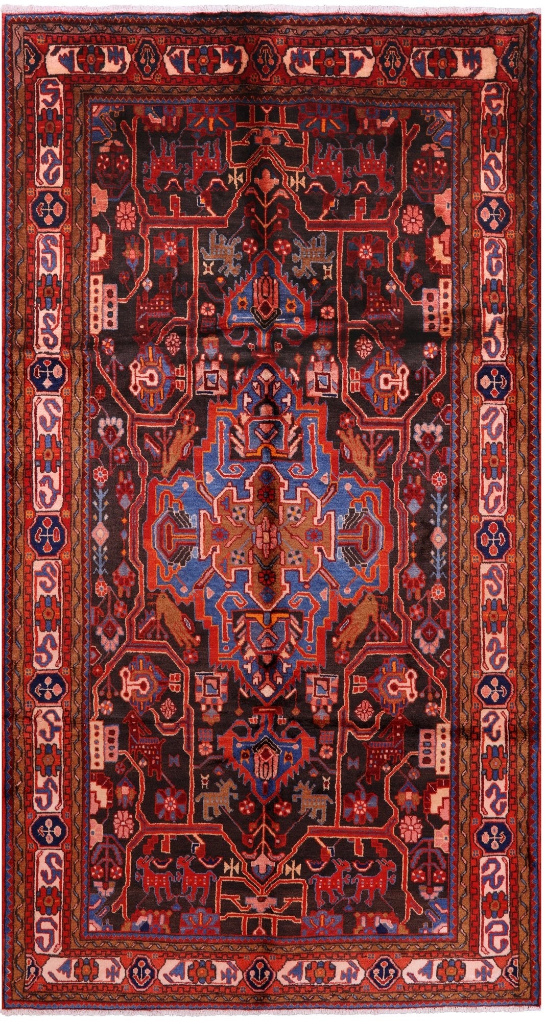 Black New Authentic Persian Nahavand Rug - 5' 5" X 9' 11" - Golden Nile