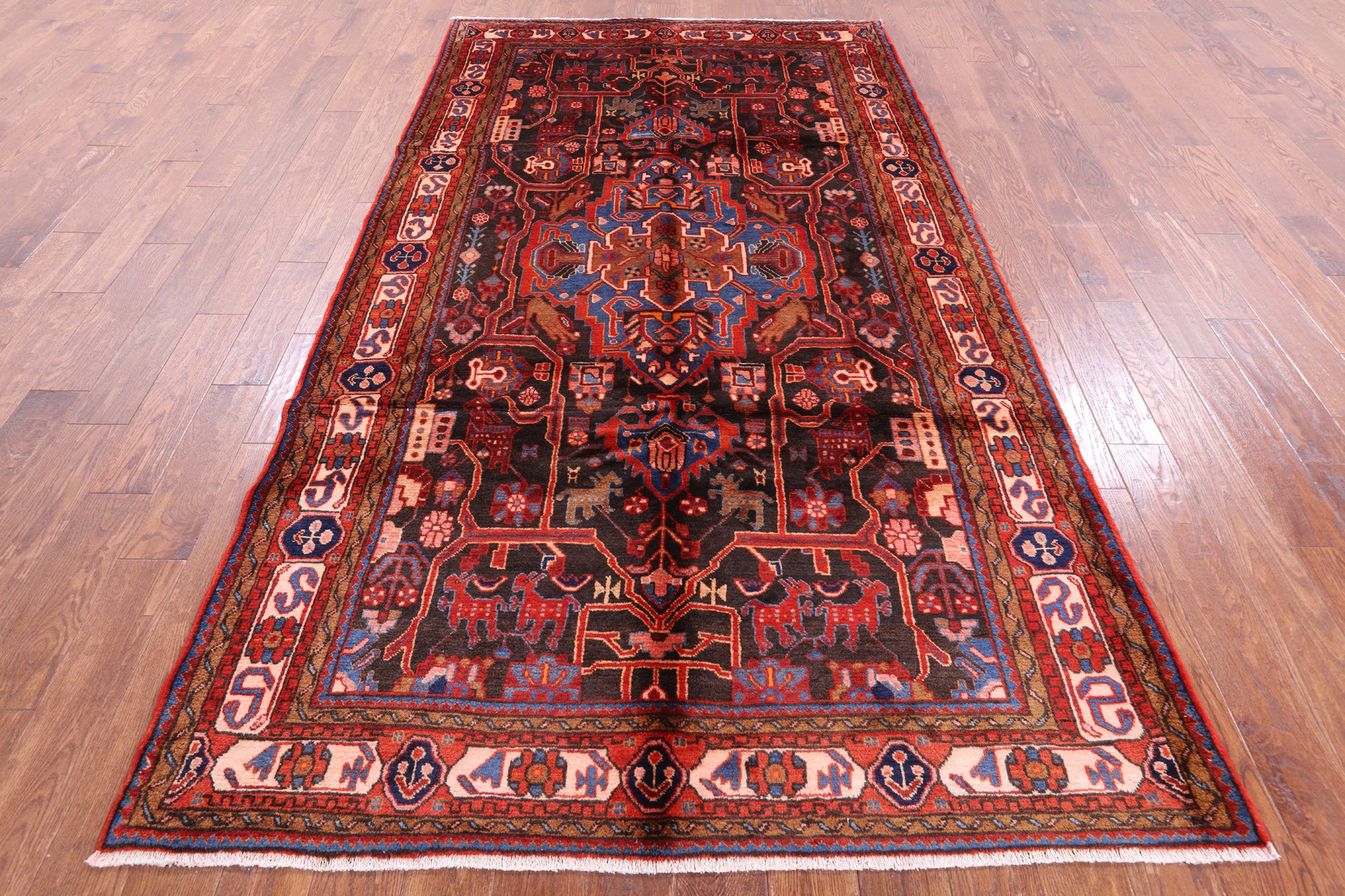 Black New Authentic Persian Nahavand Rug - 5' 5" X 9' 11" - Golden Nile