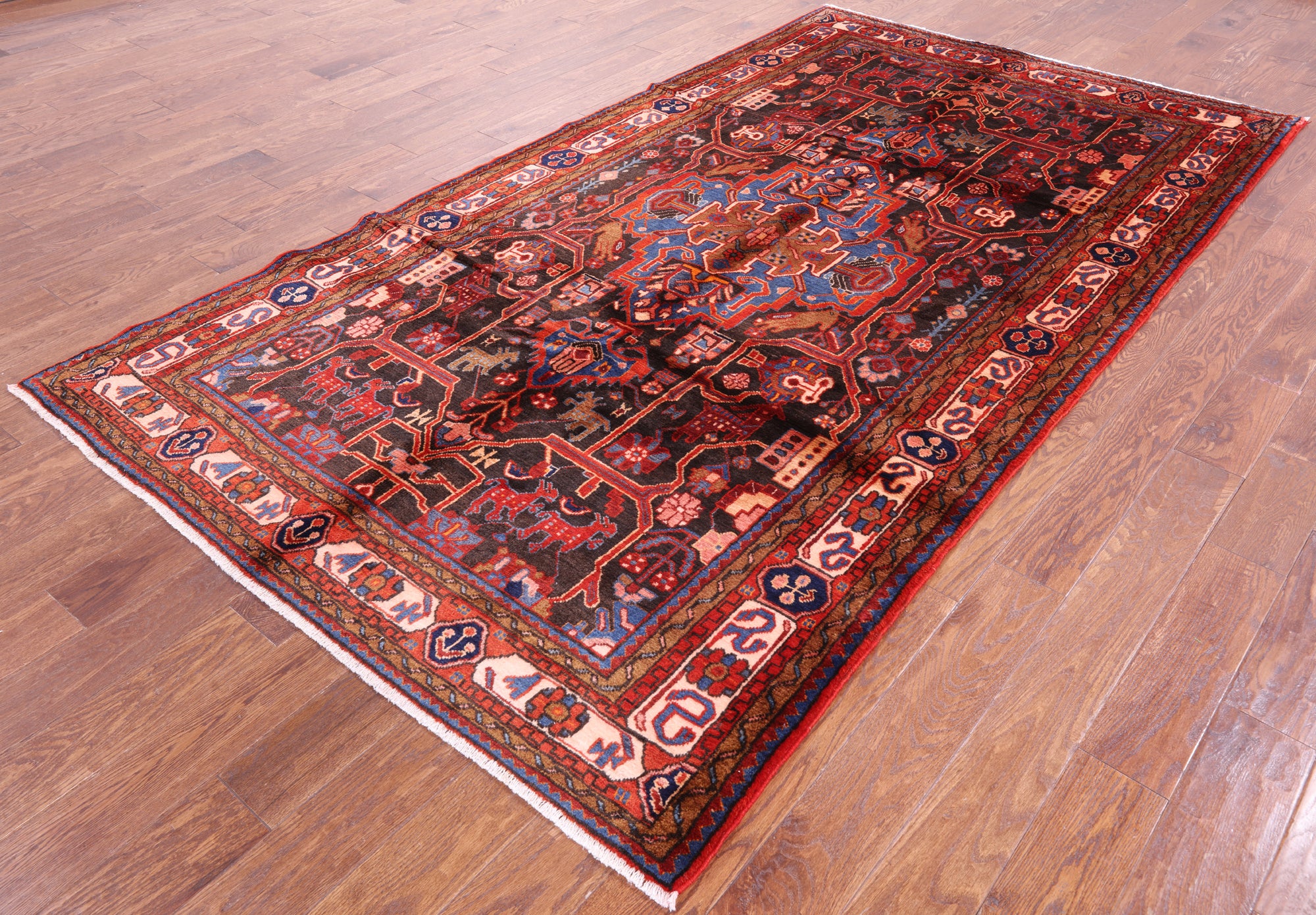 Black New Authentic Persian Nahavand Rug - 5' 5" X 9' 11" - Golden Nile