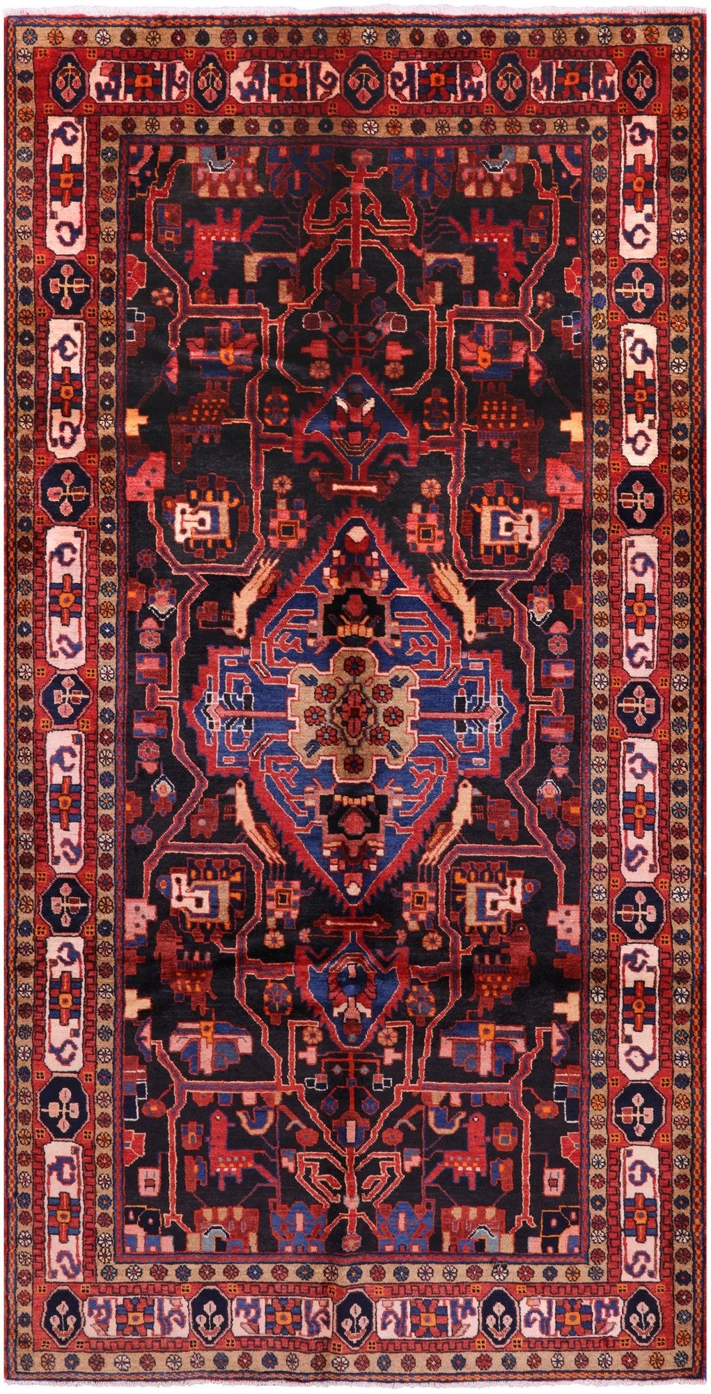 Black New Authentic Persian Nahavand Wool Rug - 5' 3" X 10' 4" - Golden Nile
