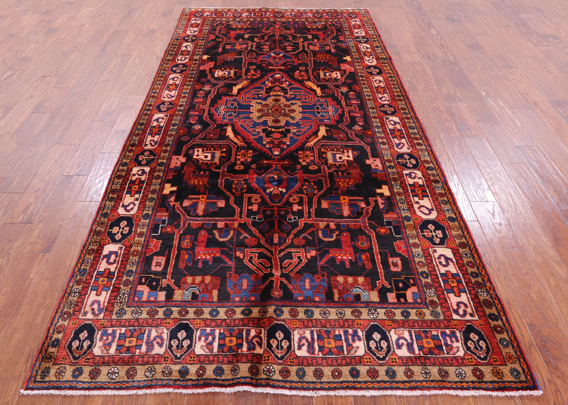 Black New Authentic Persian Nahavand Wool Rug - 5' 3" X 10' 4" - Golden Nile