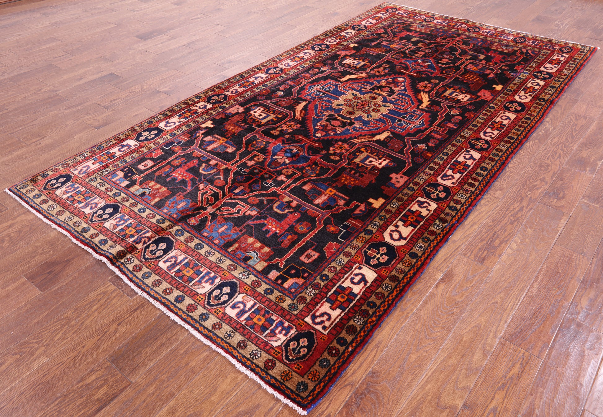 Black New Authentic Persian Nahavand Wool Rug - 5' 3" X 10' 4" - Golden Nile