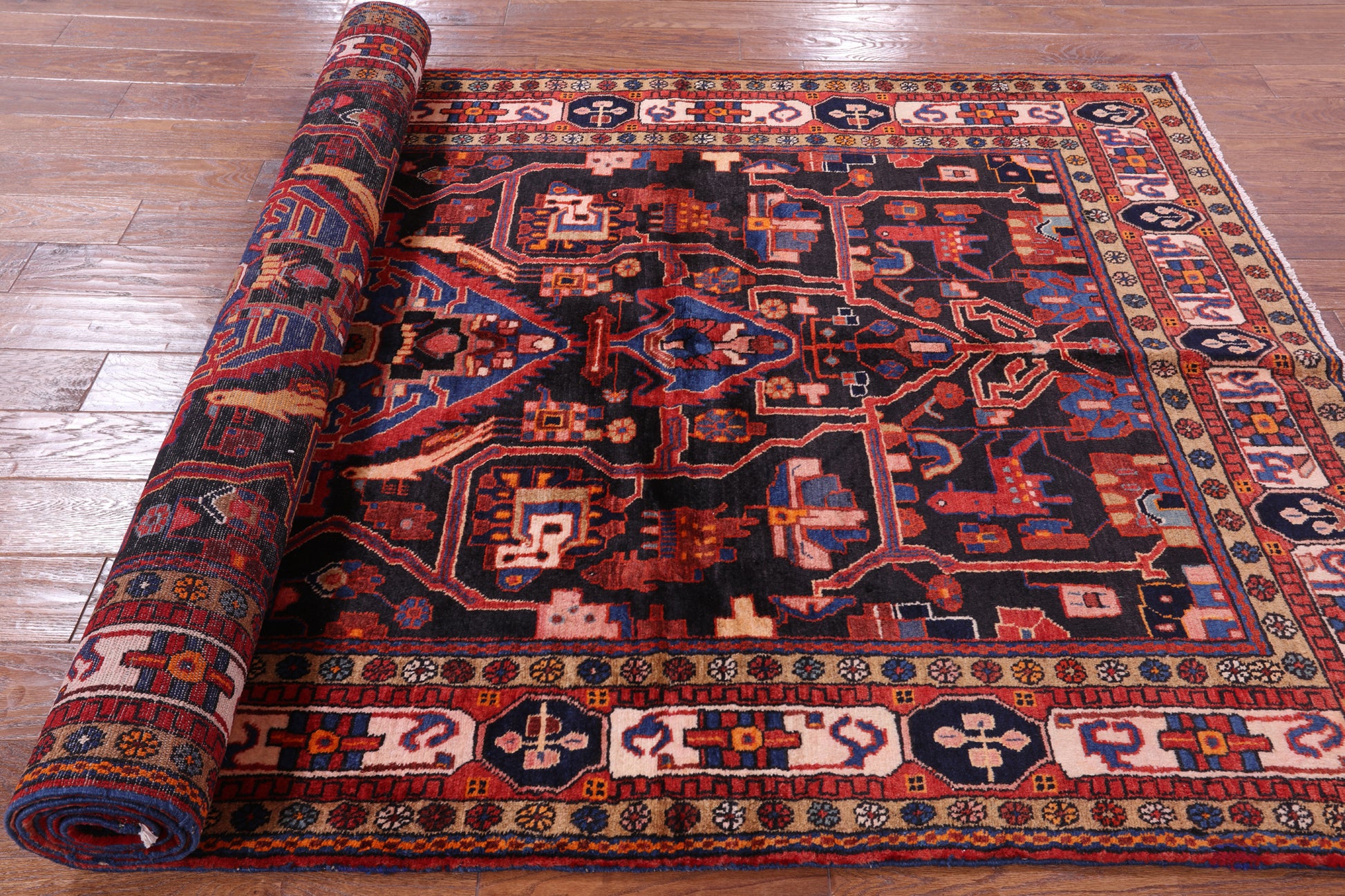 Black New Authentic Persian Nahavand Wool Rug - 5' 3" X 10' 4" - Golden Nile