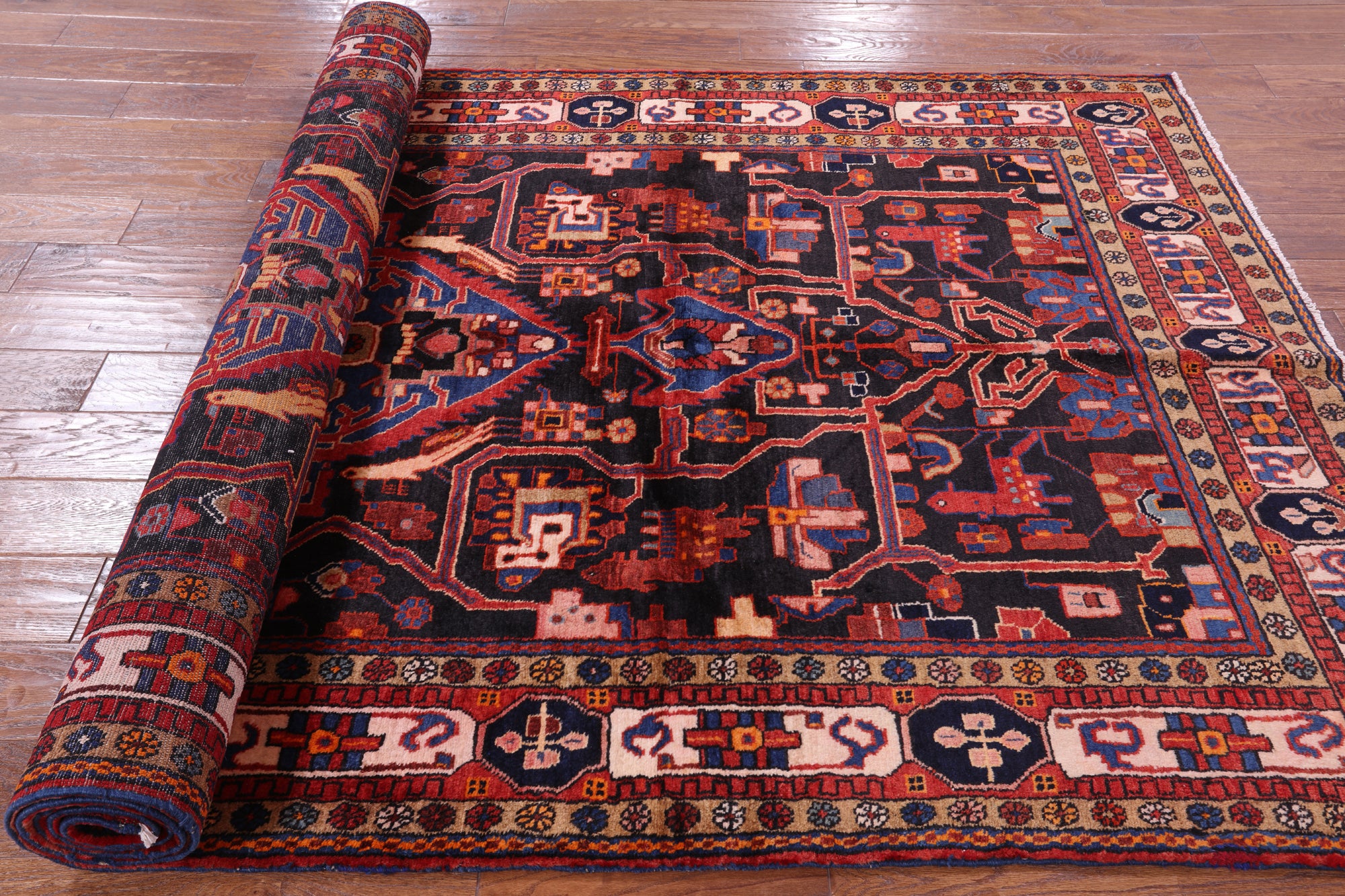 Black New Authentic Persian Nahavand Wool Rug - 5' 3" X 10' 4" - Golden Nile