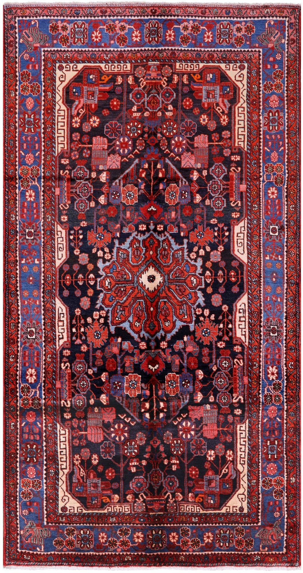 Black New Authentic Persian Nahavand Wool Rug - 5' 1" X 9' 11" - Golden Nile