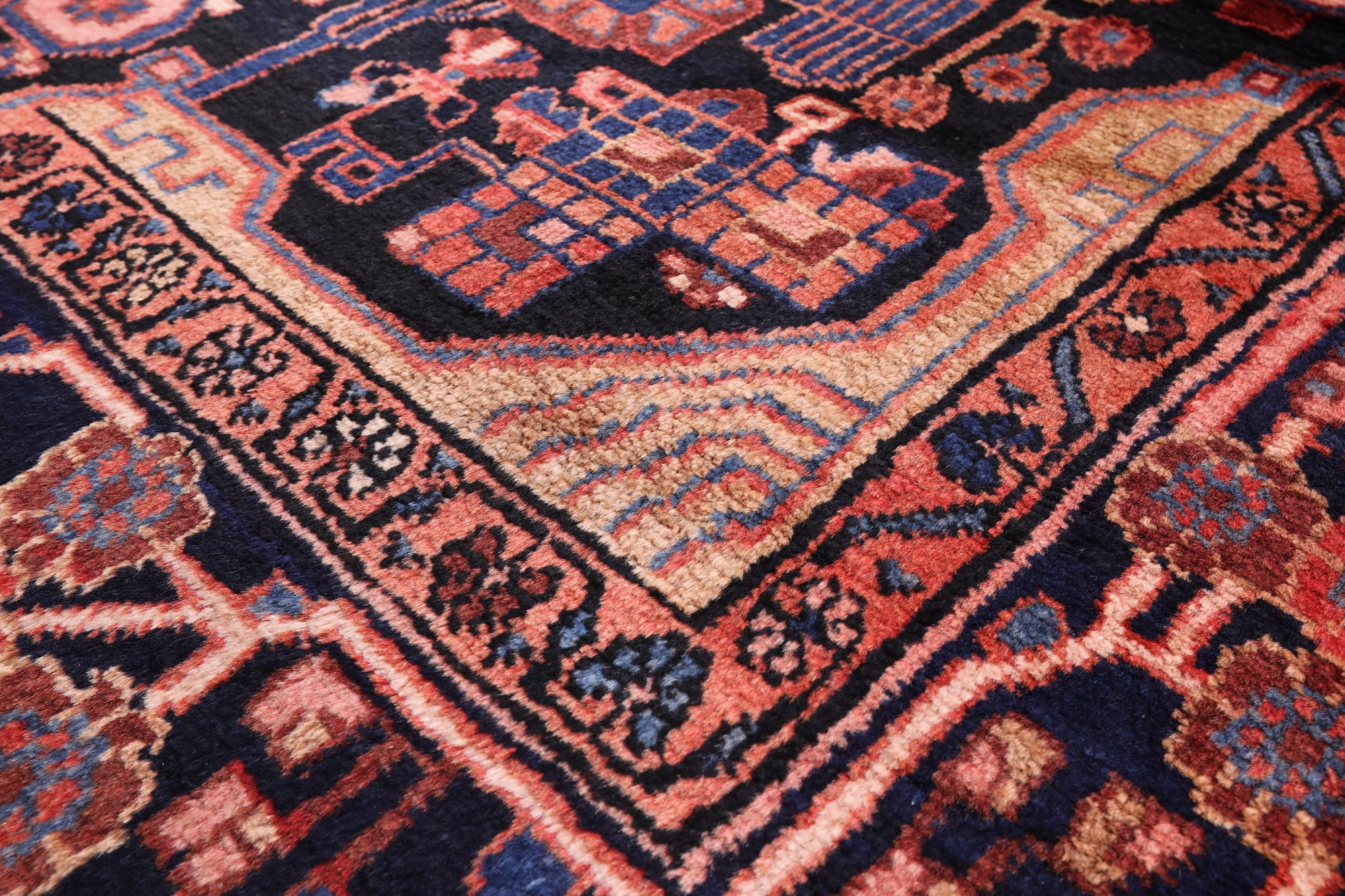 New Persian Authentic Nahavand Hand Knotted Rug - 5' 1" X 10' 2" - Golden Nile