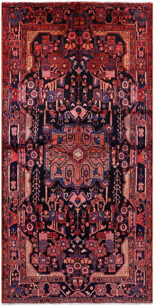 New Persian Authentic Nahavand Hand Knotted Rug - 5' 1" X 10' 2" - Golden Nile