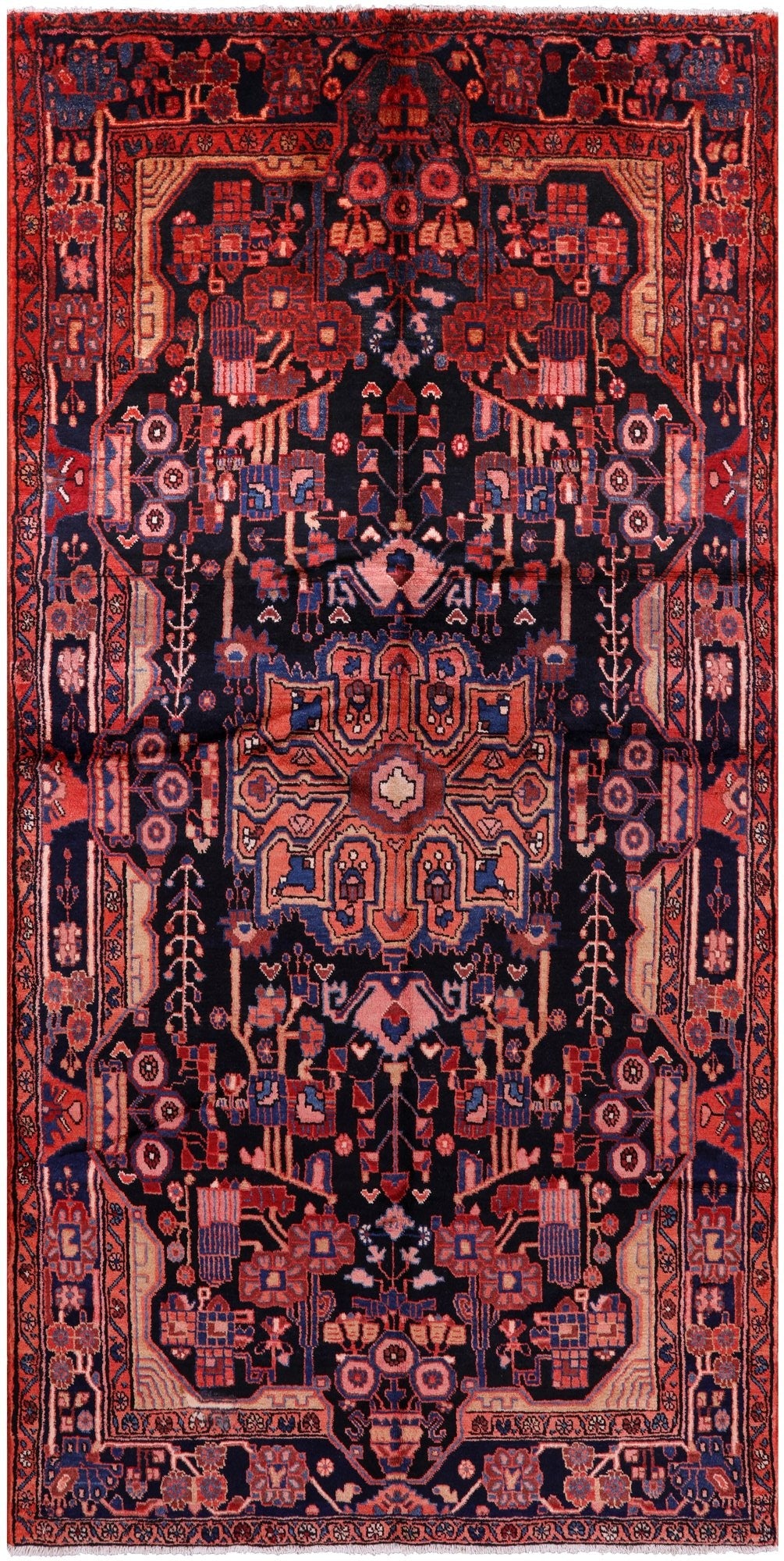 New Persian Authentic Nahavand Hand Knotted Rug - 5' 1" X 10' 2" - Golden Nile