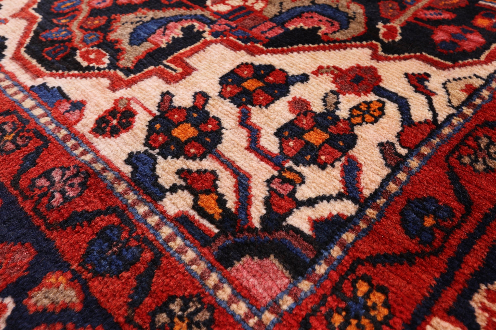 Black New Persian Hamadan Full Pile Wool Rug - 5' 1" X 10' 5" - Golden Nile