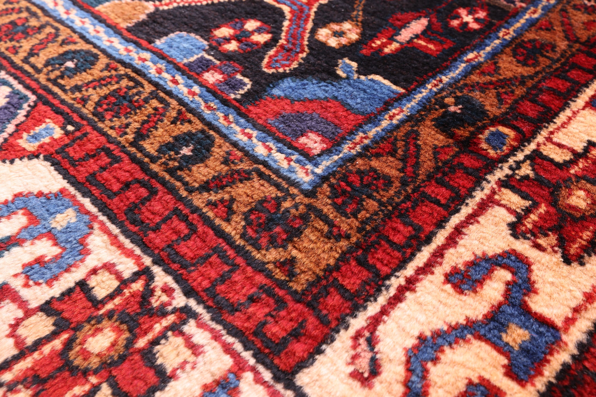 Black Persian Hamadan Hand Knotted Wool Rug - 5' 1" X 10' 5" - Golden Nile