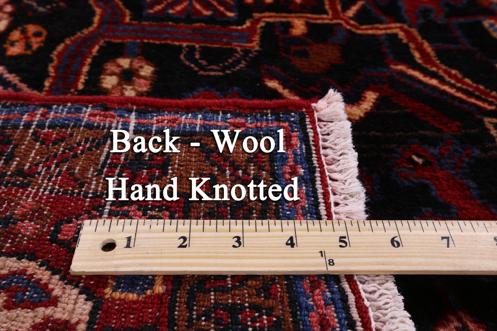 Black Persian Hamadan Hand Knotted Wool Rug - 5' 1" X 10' 5" - Golden Nile