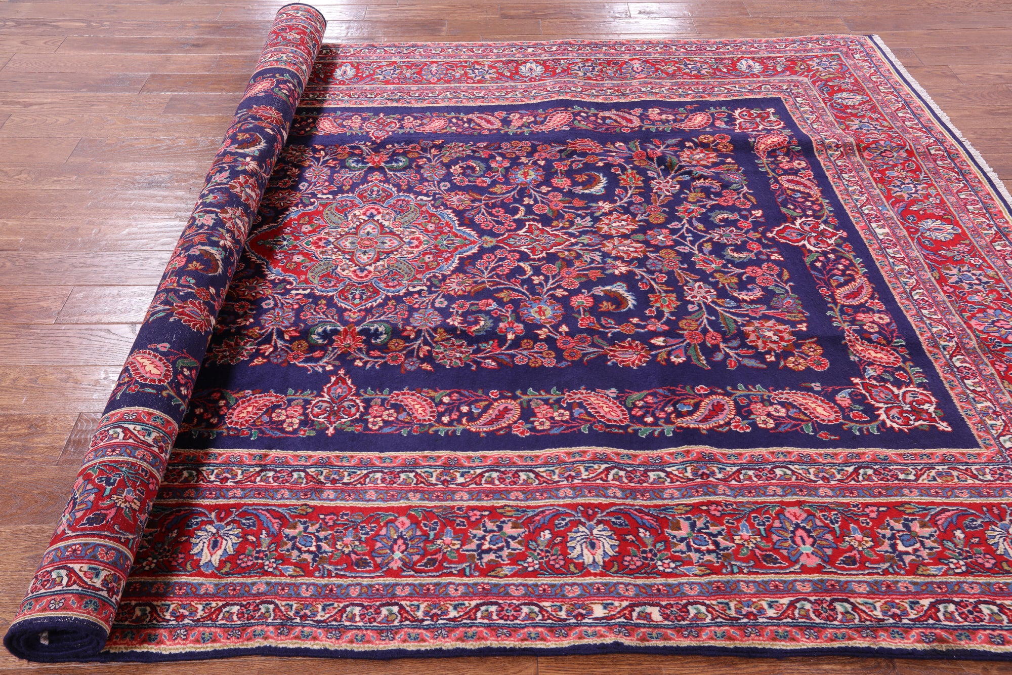 Blue New Authentic Persian Hamadan Hand Knotted Rug - 6' 11" X 10' 10" - Golden Nile
