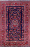 Blue New Authentic Persian Hamadan Hand Knotted Rug - 6' 11" X 10' 10" - Golden Nile