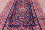 Blue New Authentic Persian Hamadan Hand Knotted Rug - 6' 11" X 10' 10" - Golden Nile