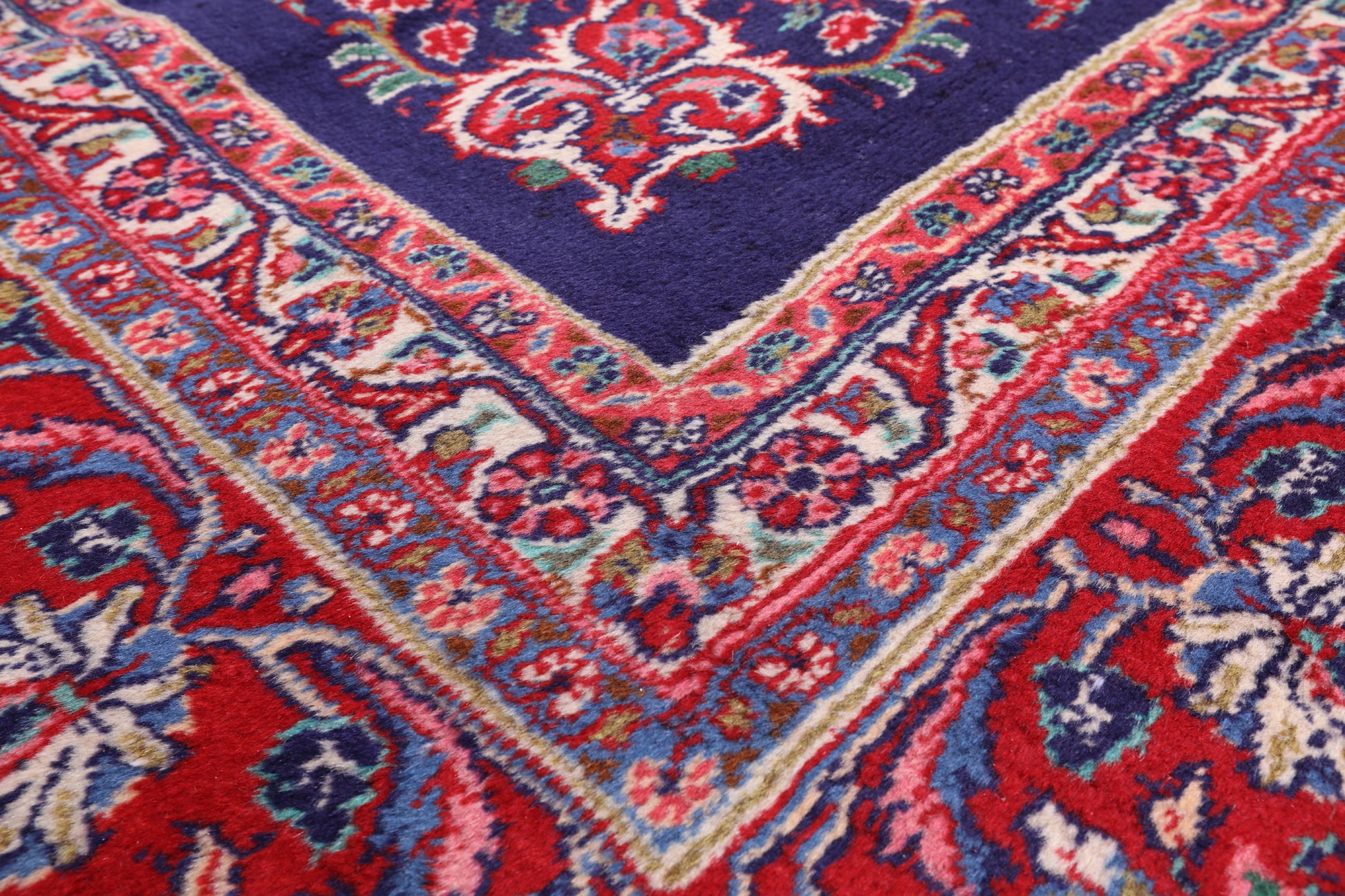 Blue New Authentic Persian Hamadan Hand Knotted Rug - 6' 11" X 10' 10" - Golden Nile