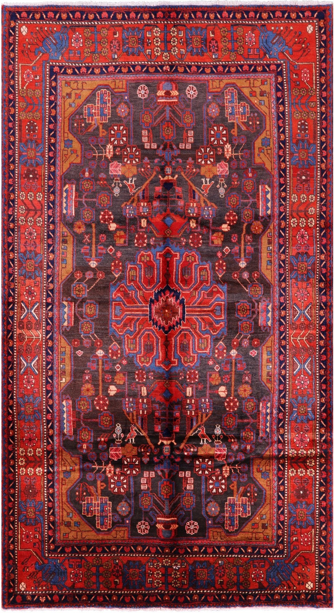 New Authentic Persian Nahavand Hand Knotted Rug - 5' 10" X 10' 0" - Golden Nile