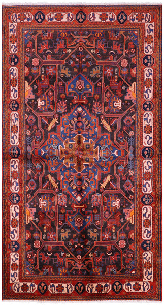Black New Authentic Hand Knotted Persian Nahavand Rug - 5' 3" X 9' 7" - Golden Nile