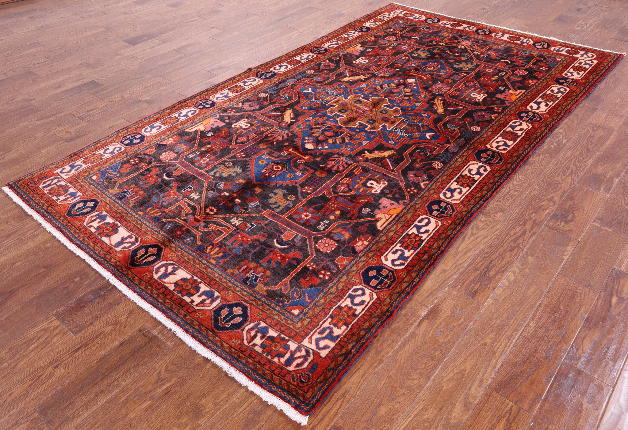 Black New Authentic Hand Knotted Persian Nahavand Rug - 5' 3" X 9' 7" - Golden Nile