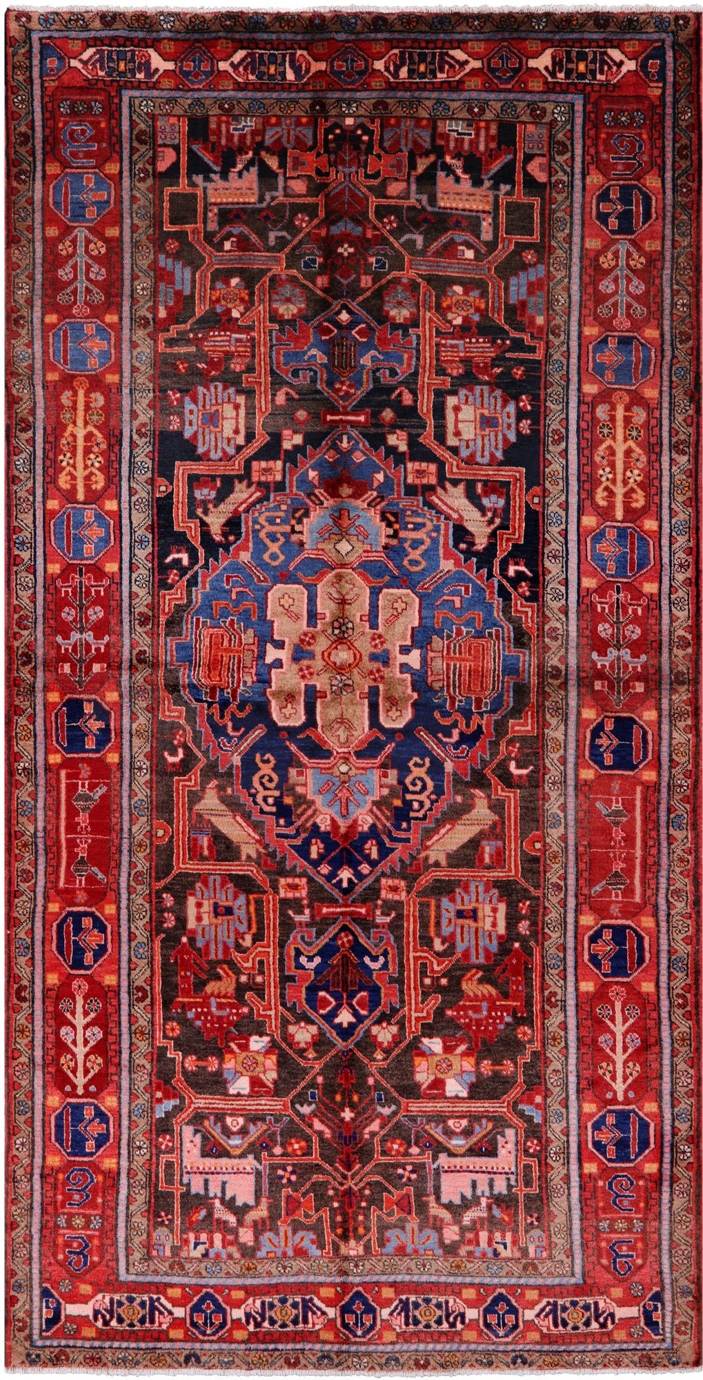 New Authentic Persian Nahavand Hand Knotted Rug - 5' 0" X 10' 1" - Golden Nile
