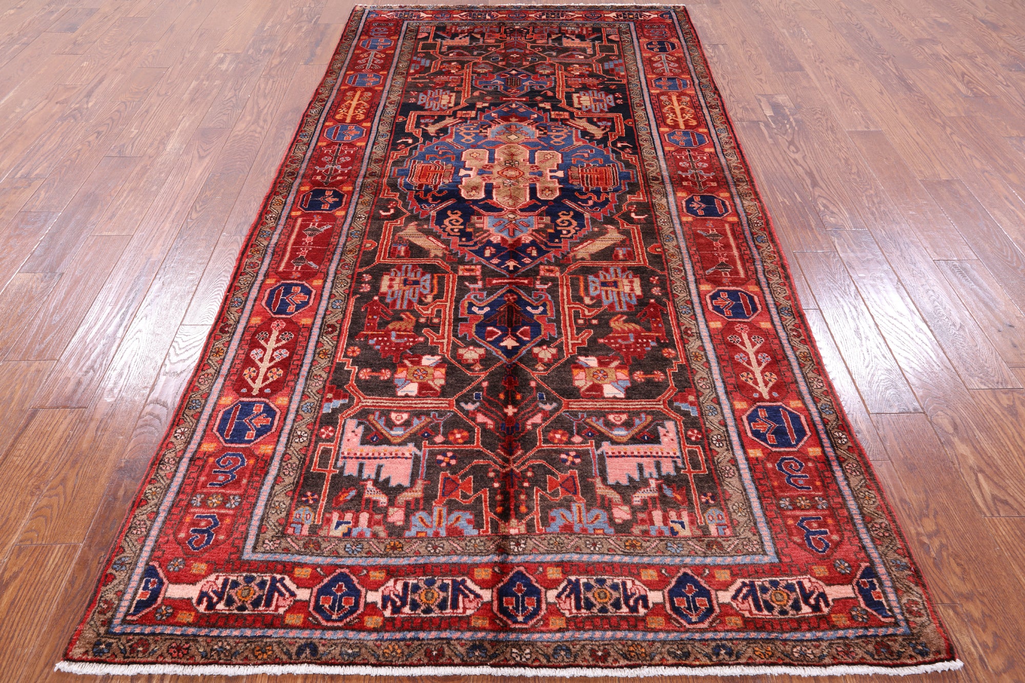New Authentic Persian Nahavand Hand Knotted Rug - 5' 0" X 10' 1" - Golden Nile